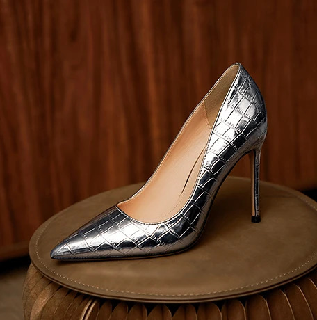 White Silver Shiny Stone Leather Pumps Stiletto High Heel Women Pointy Toe 12 10 cm Thin Heels Shallow Slip On Formal Shoes 250221