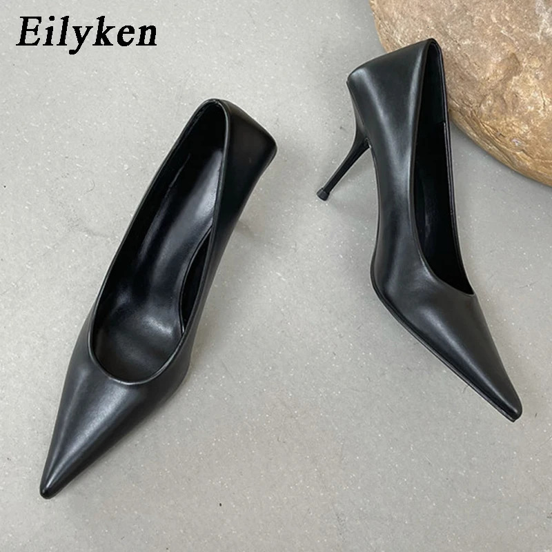 Eilyken High Quality Pu Leather Sexy Shallow Pointed Toe Woman Pumps Thin High Heels Fashion Dress Sandals Ladies Shoes 250221