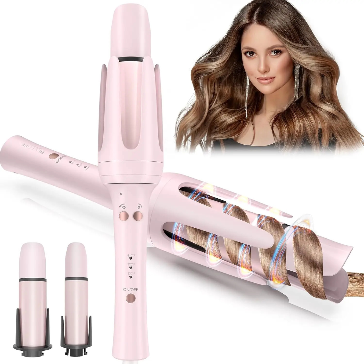 OPE PRO Automatic Curling Iron Hair Curler Replaceable Curling Wand with 2 Sizes Barrel 1 1.25 3 Temps Hair Waver 250214