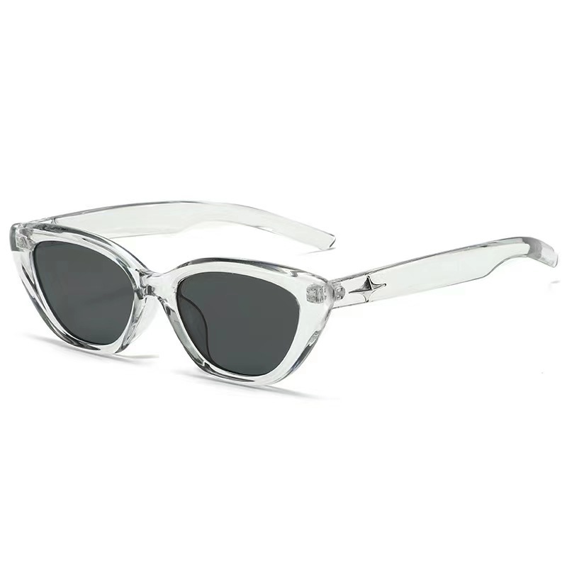 2025 Korean New Black Cross Star Sunglasses Small Frame Cat Eye Sunglasses Women's Premium UV Resistant Sunglasses