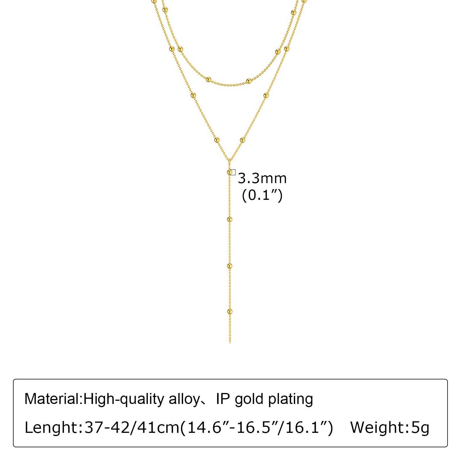 Gold Plated Lariat Necklace for Women Double Laryered Long Chain Drop Pendant Choker Necklaces Fashion Gifts W250221