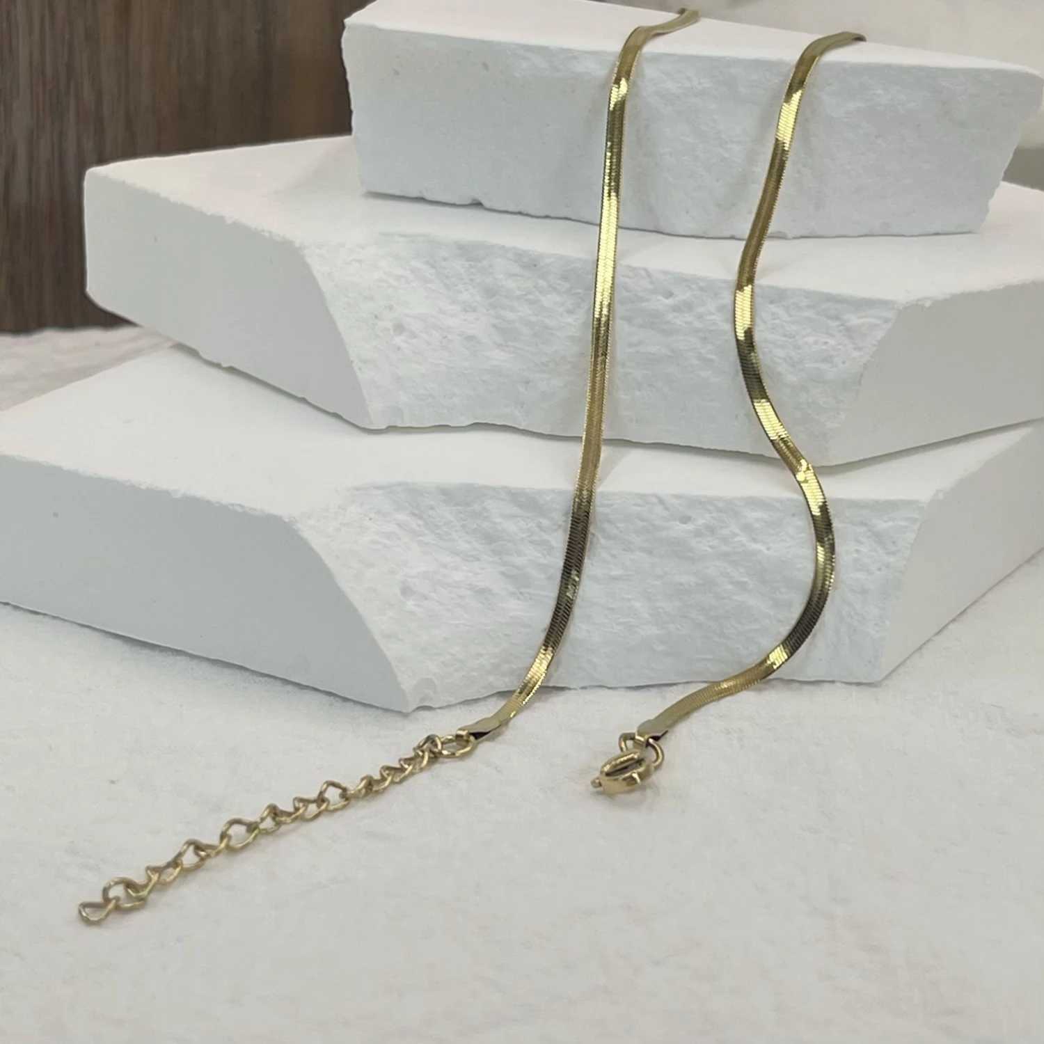 Minimst unisex snake chain necklace necklace stainless steel herringbone shape gold fashionable jewelry for women and men W250221