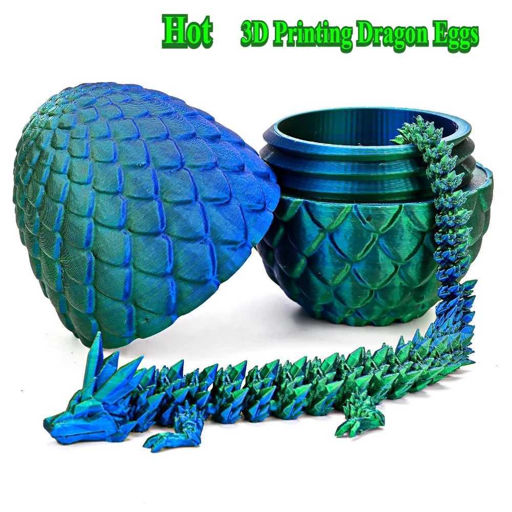 Hot 3D Printed Halloween Rotatable Jointed Dragon Egg Room Decoration Movable Joints Throughout the Body Home Decor Items Free shipping