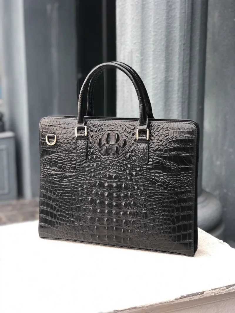 New crocodile laptop bag made of genuine leather mens briefcase luxury brand mens handbag mens messenger 14 inch computer bag Z250220
