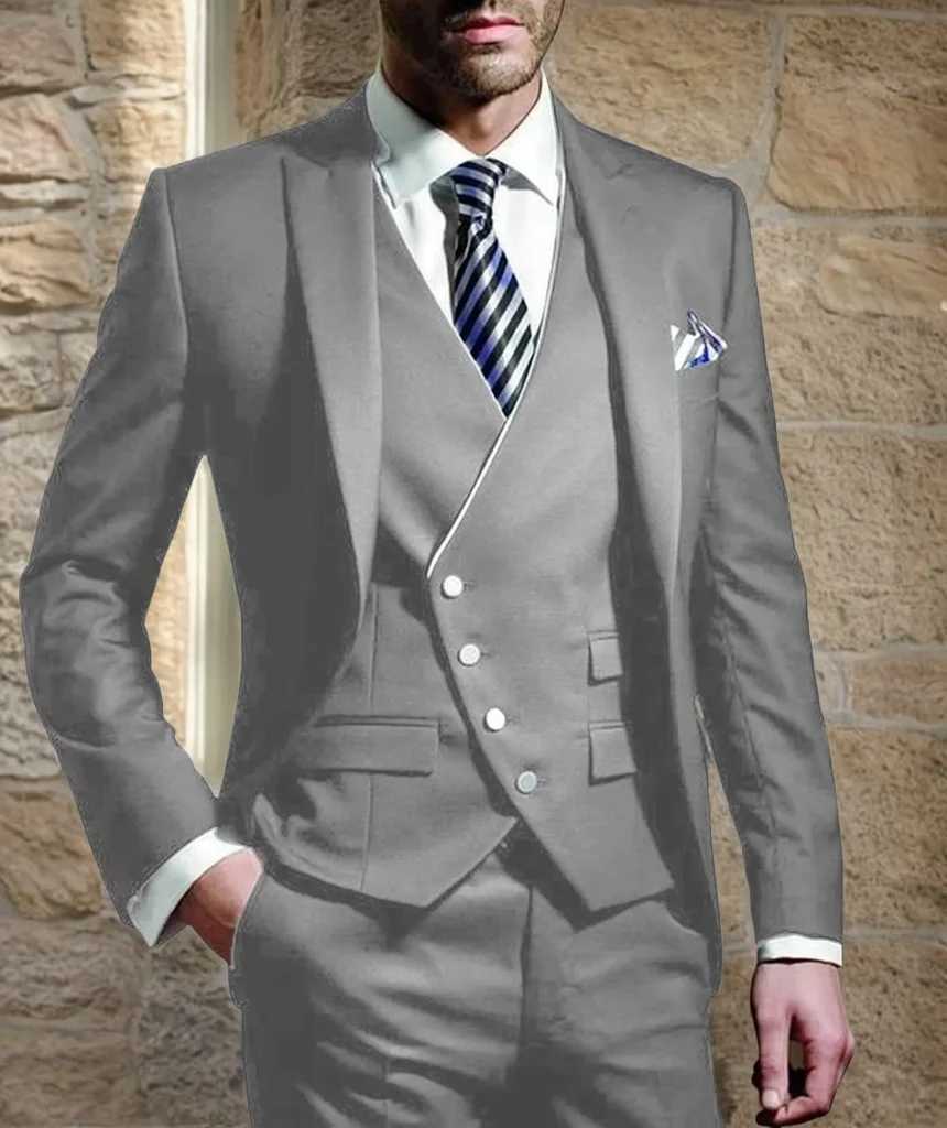 Men Suits for Wedding 3 Pieces Blazer Vest Pants Peak Lapel Slim Fit Suit Elegant Tuxedos for Wedding Business Evening PartyXJ250222