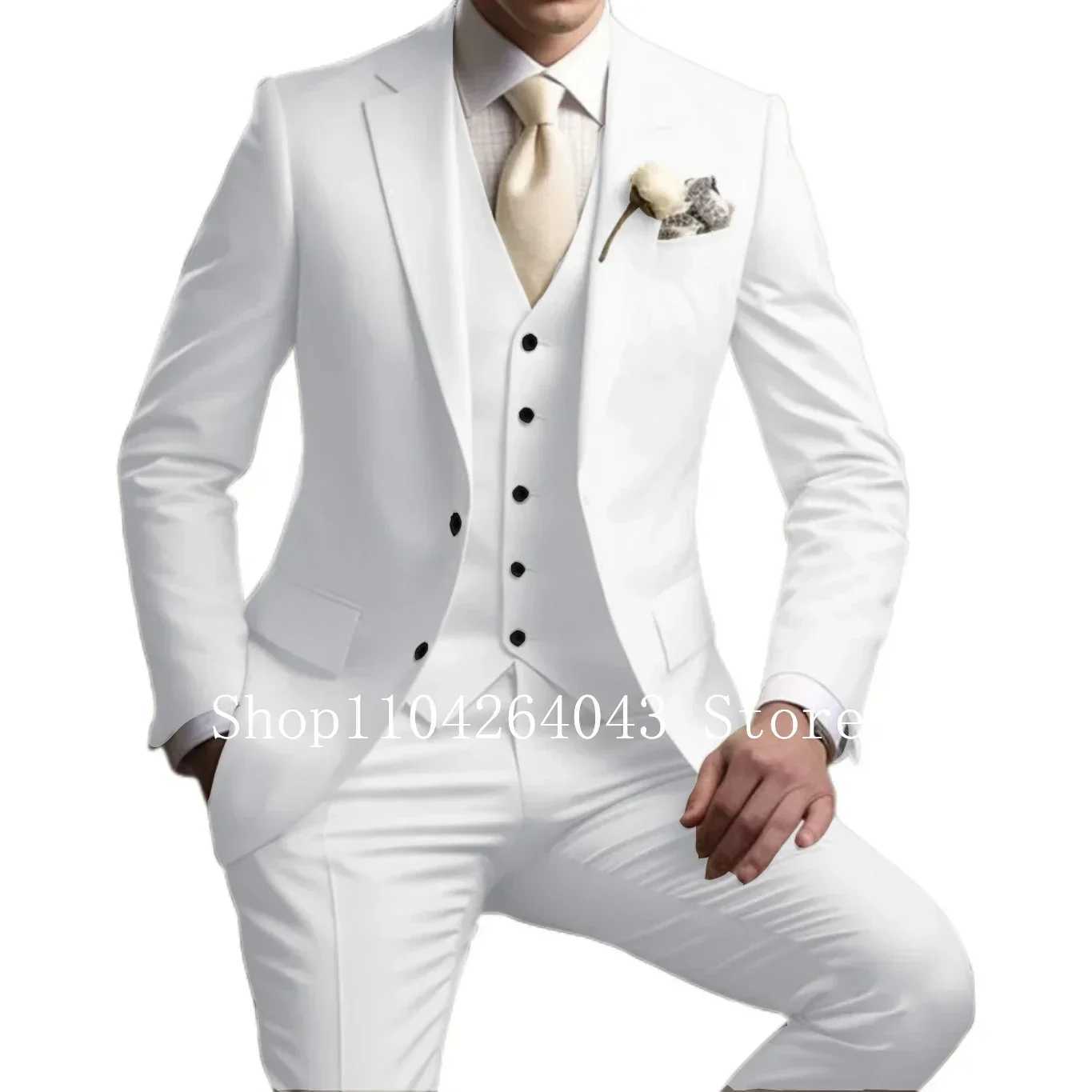 Mens formal suit with notch lapel 3-piece jacket vest and pants set ultra-thin fit mens wedding dress business ping pong tailcoatXJ250222