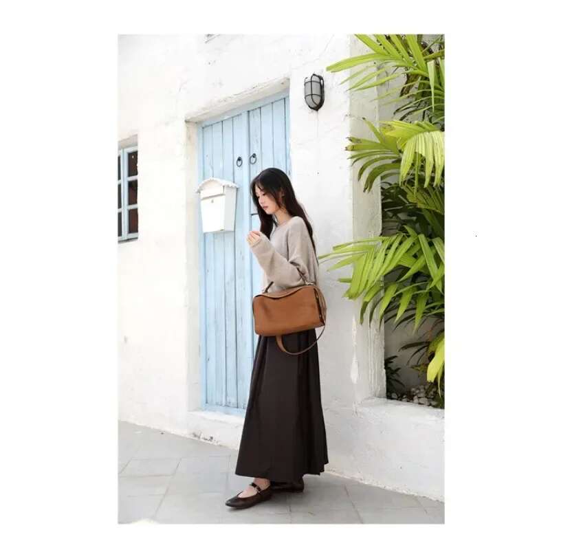 Suede Genuine Leather Boston Female Shoulder Crossbody Retro Style Handbag Bag For Women