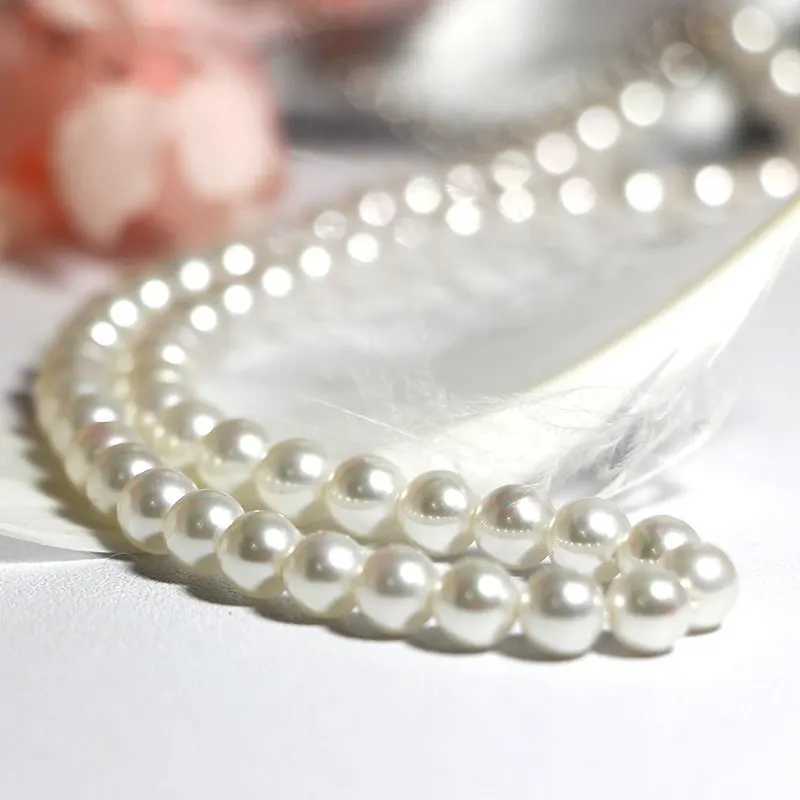 Elegant Silver 925 Jewelry Classic Temperature Wedding Necklace 4-10mm Shell Pearl Cream 925 Pure Silver ChainXJ250222
