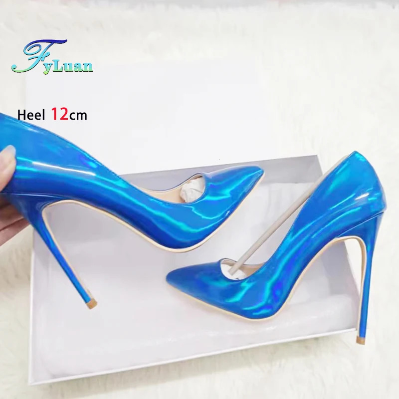 Pink 10CM 12CM High Heels Women Laser Holographic Party Dress Shoes Magical Colour Fashion Pointed Elegant Ladies Pumps Size 45 250221
