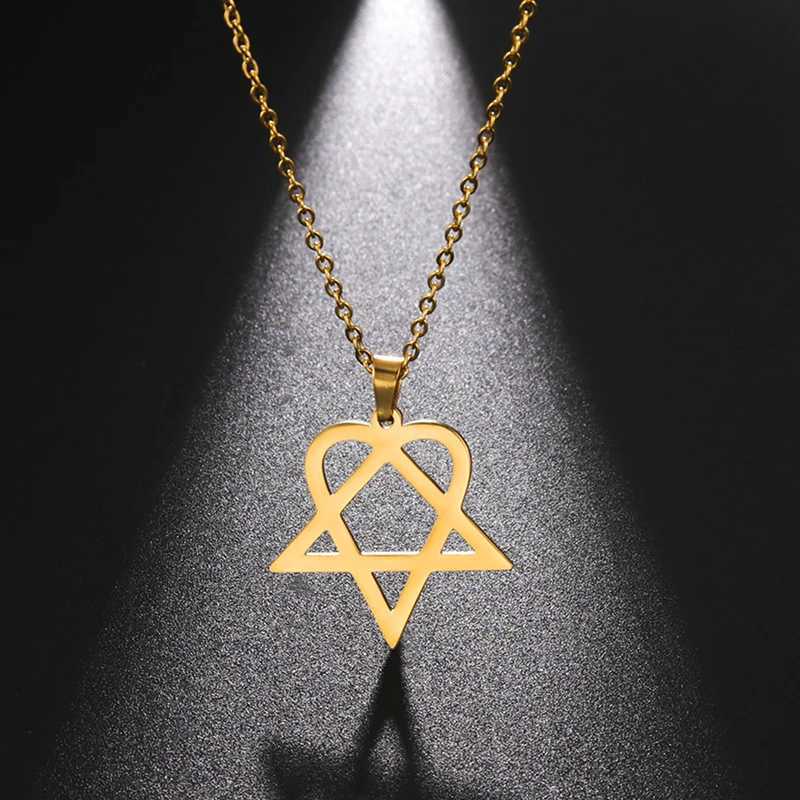 Classic Simple Personty Heartagram Star Heart Stainl Steel Pendant Necklace Mens Womens Fashion Star Of David Necklace W250221