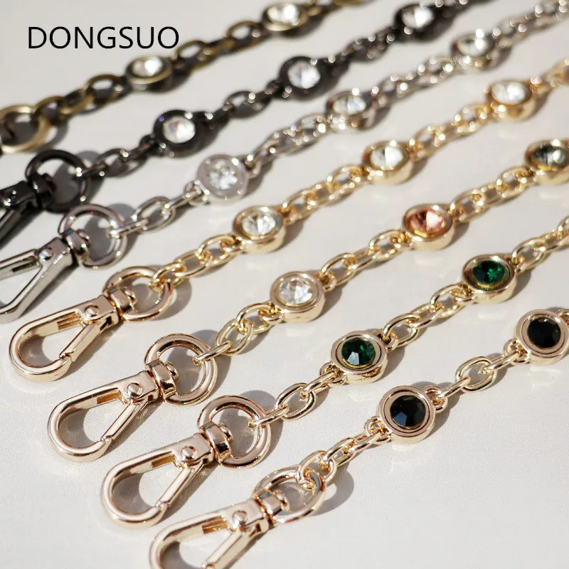 er chain strap Decoration blue stone black metal chain handbag bag purse replacement Accessories Hardware quality 250217