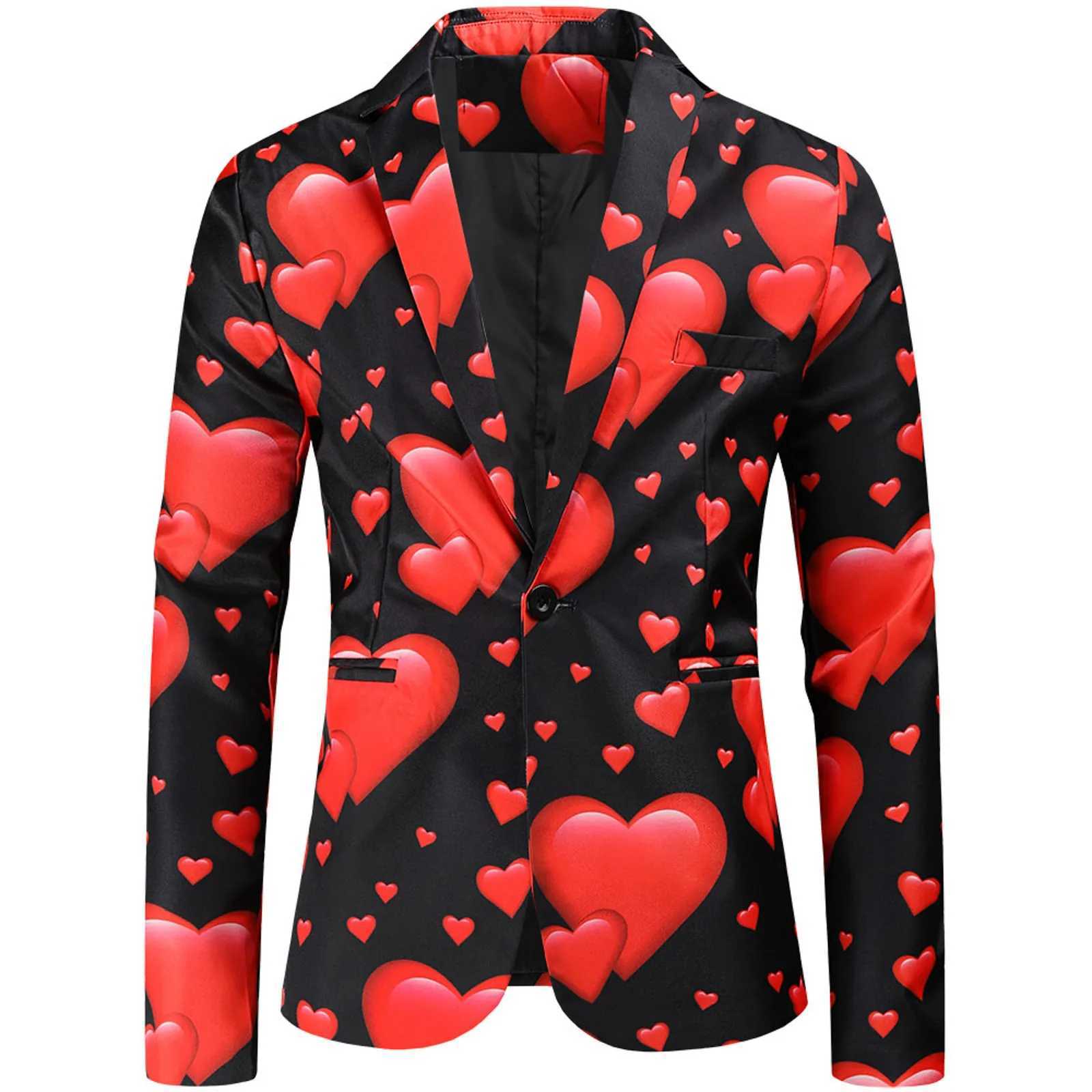 Valentines Gift Mens Fashion Suit Three-Piece Sets Party Coat 3d Heart Printed Coat Vest Pants Suit Slim Fit Blazer Jacket MenXJ250222