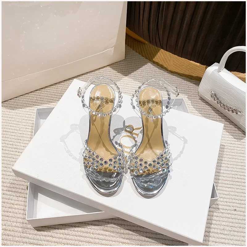 New Summer Womens High-heeled Sandals Elegant Lady High Heels Jelly Diamd Sandals Stiletto Round Toe Sier High HeelsXJ250508