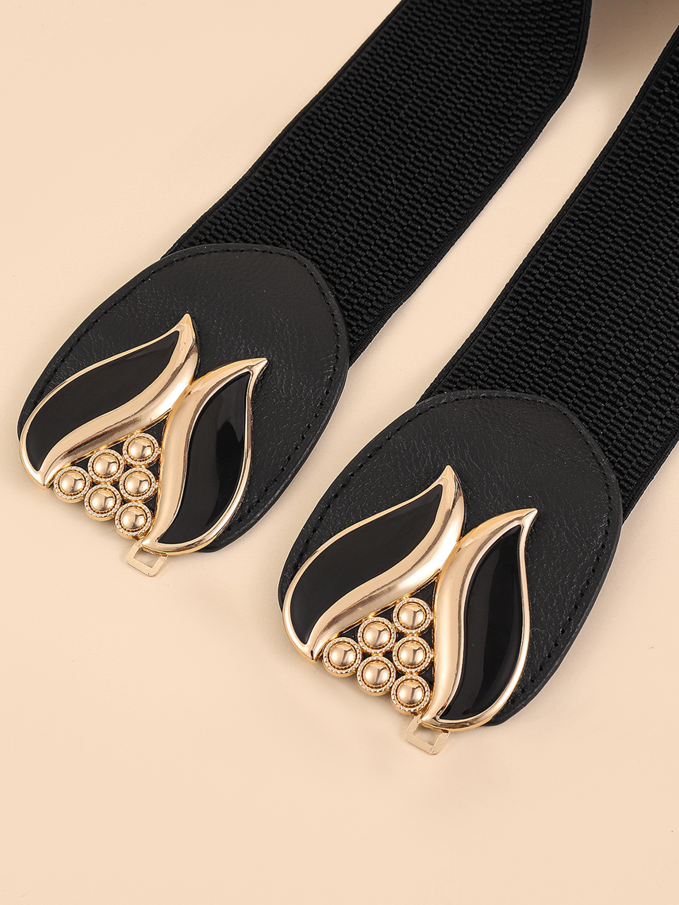 Ripple Flower Button Elasticized Wide Waistband Belts Decorative belt
