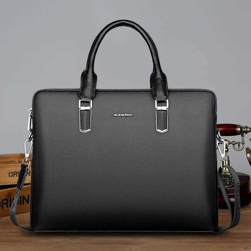 2023 New Cow Genuine Leather Business Mens Male Briefcase Shoulder Men Messenger Bag Tote Computer Bags Z250220