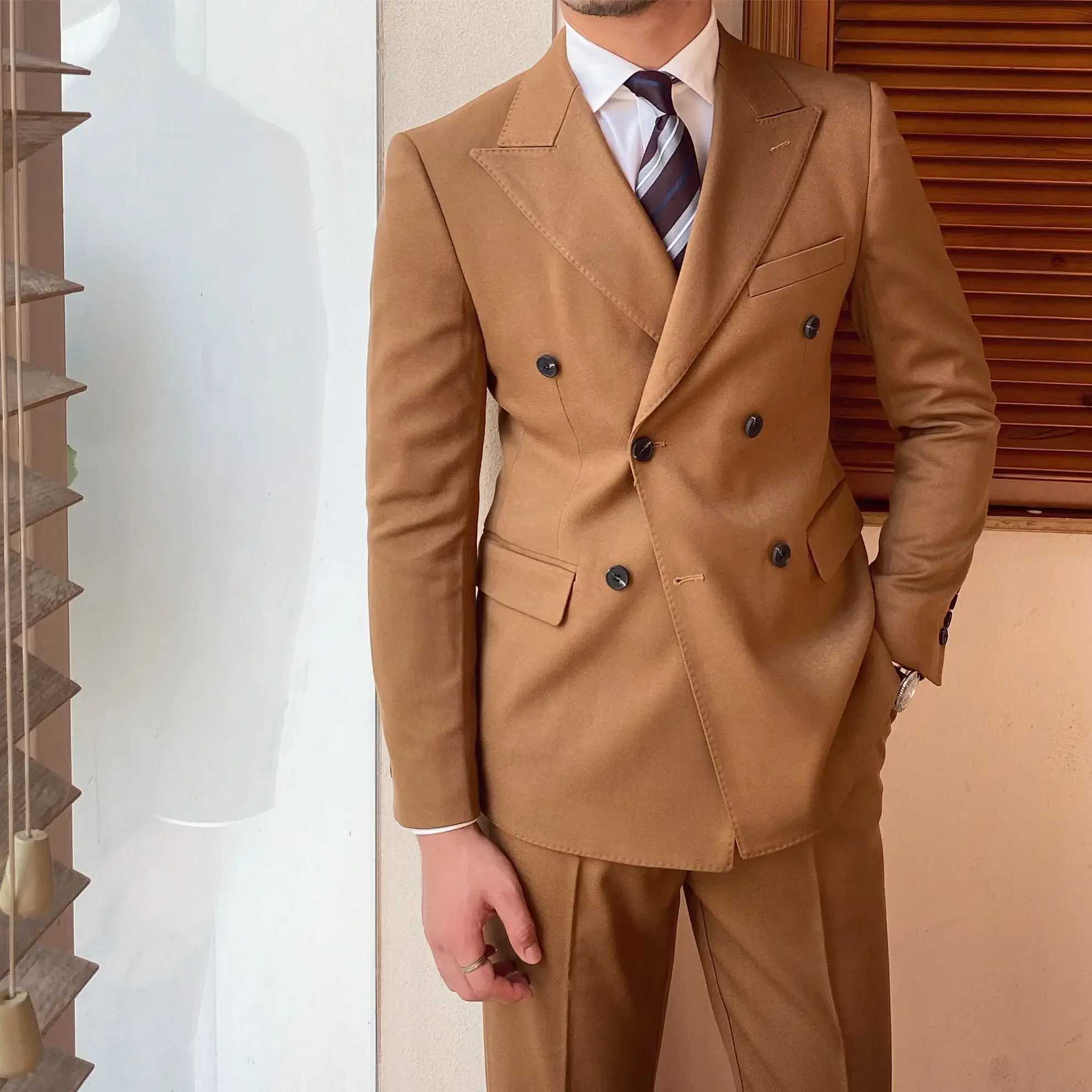 Formal Korean Business Dress 2 Piece Outfit Set Male Spring Autumn Fashion Clothes Ceremony Luxury Full Mens Suits and BlazersXJ250222