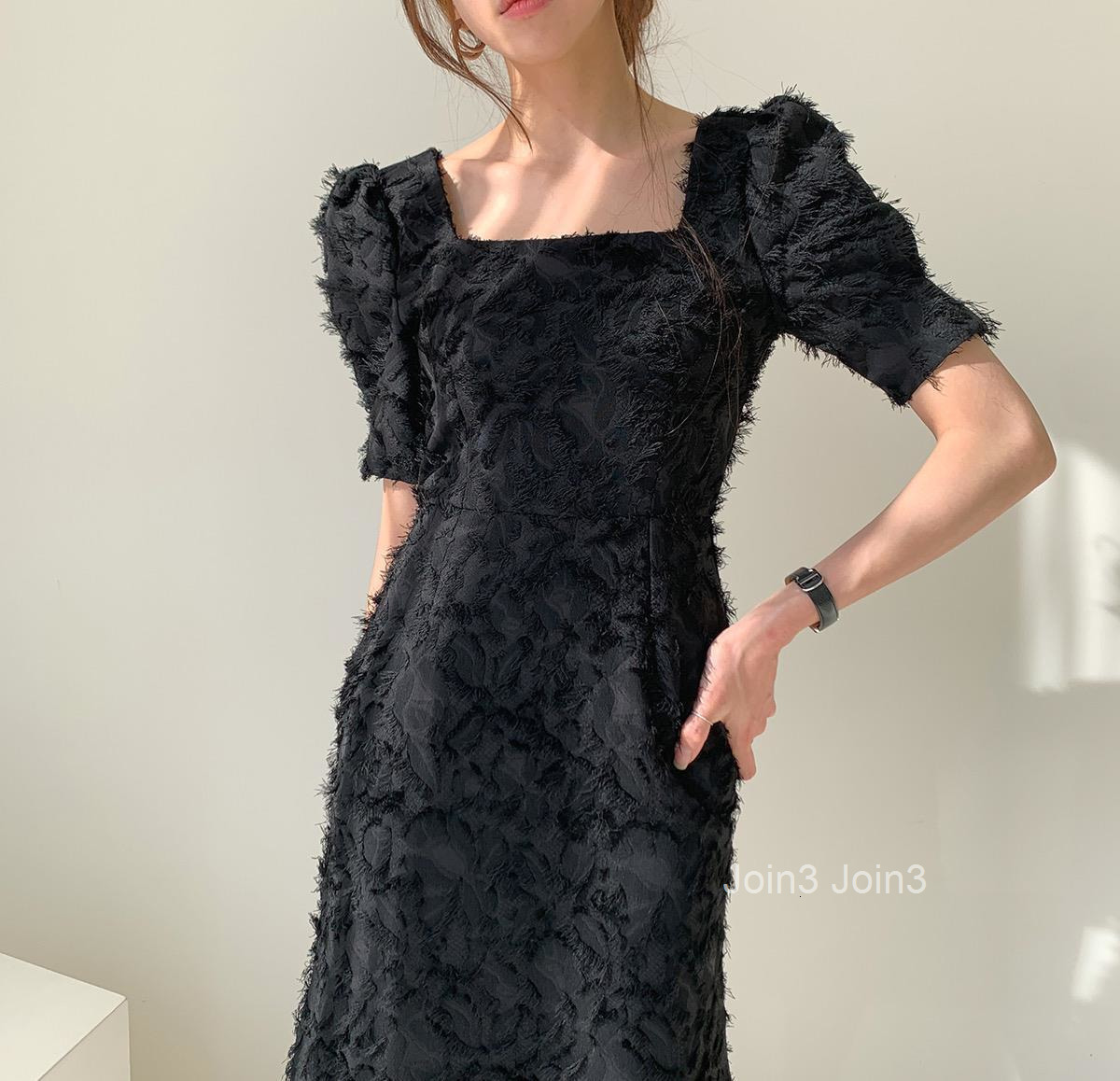 Feather tassel dress for women in summer light and mature French style square neck Hepburn small black dress