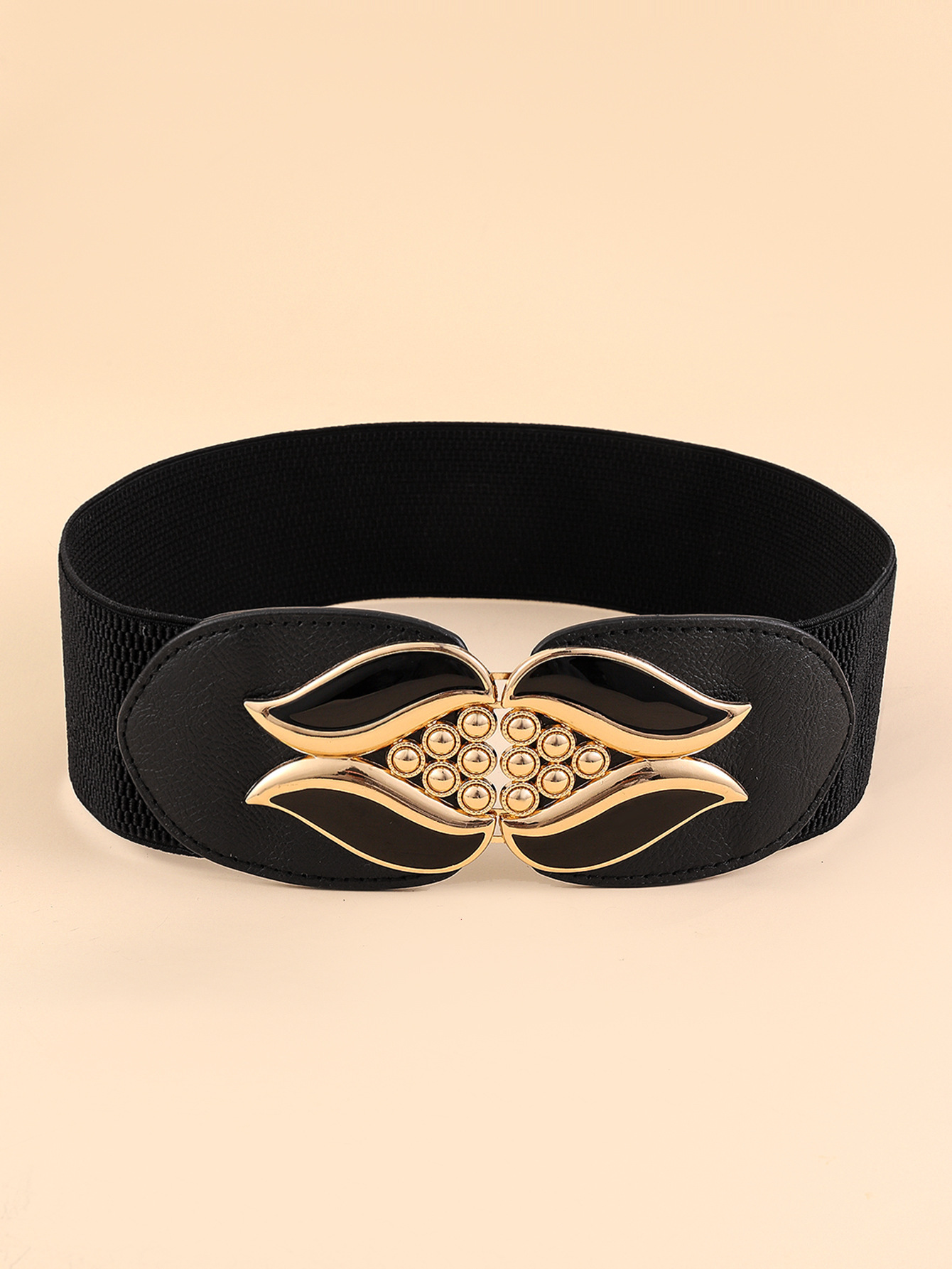 Ripple Flower Button Elasticized Wide Waistband Belts Decorative belt
