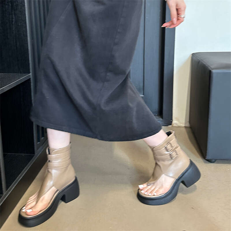 Women's High Heel Roman Sandals with Sponge Cake Thick Sole - 2024 Spring & Summer Clip Toe Platform Shoes hot for Height Increase
