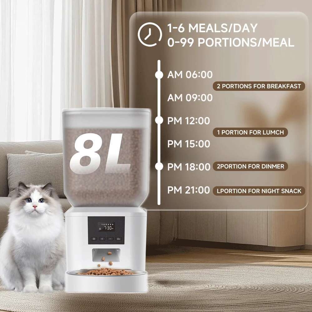 270.51oz Automatic with Key Control Furpipi Manufacture User-Friendly Time Setting Food Feeder Dispenser for Dog Cat