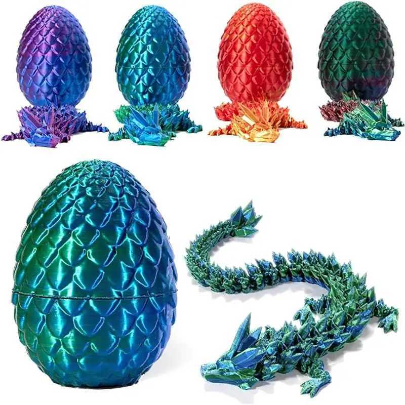 3D Printed in Full Articulated Crystal with Dragon Egg Home Office Decor Executive Desk Toys Free shipping