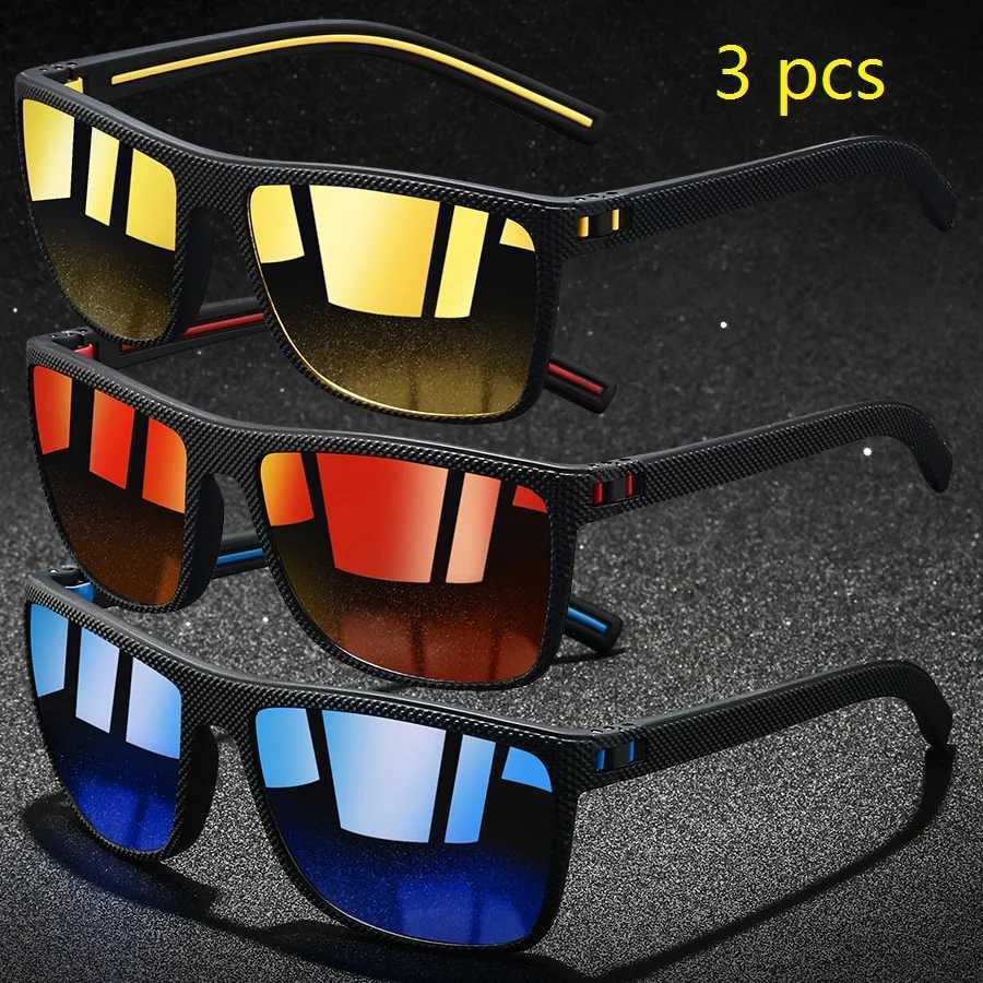 3 Pieces Vintage Check Pattern Polarized Sunglasses For Men Women Fishing Driving Fashion Square Brand Design Sun Glasses UV400 W250222