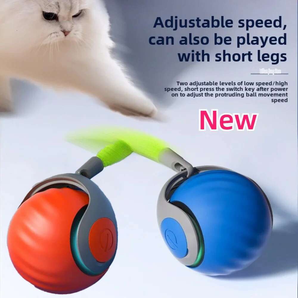 Smart Toy Electric Ball for Cats With Feather Teaser Intelligent Automatic Movement Active Scrolg Pet Toys Supplies