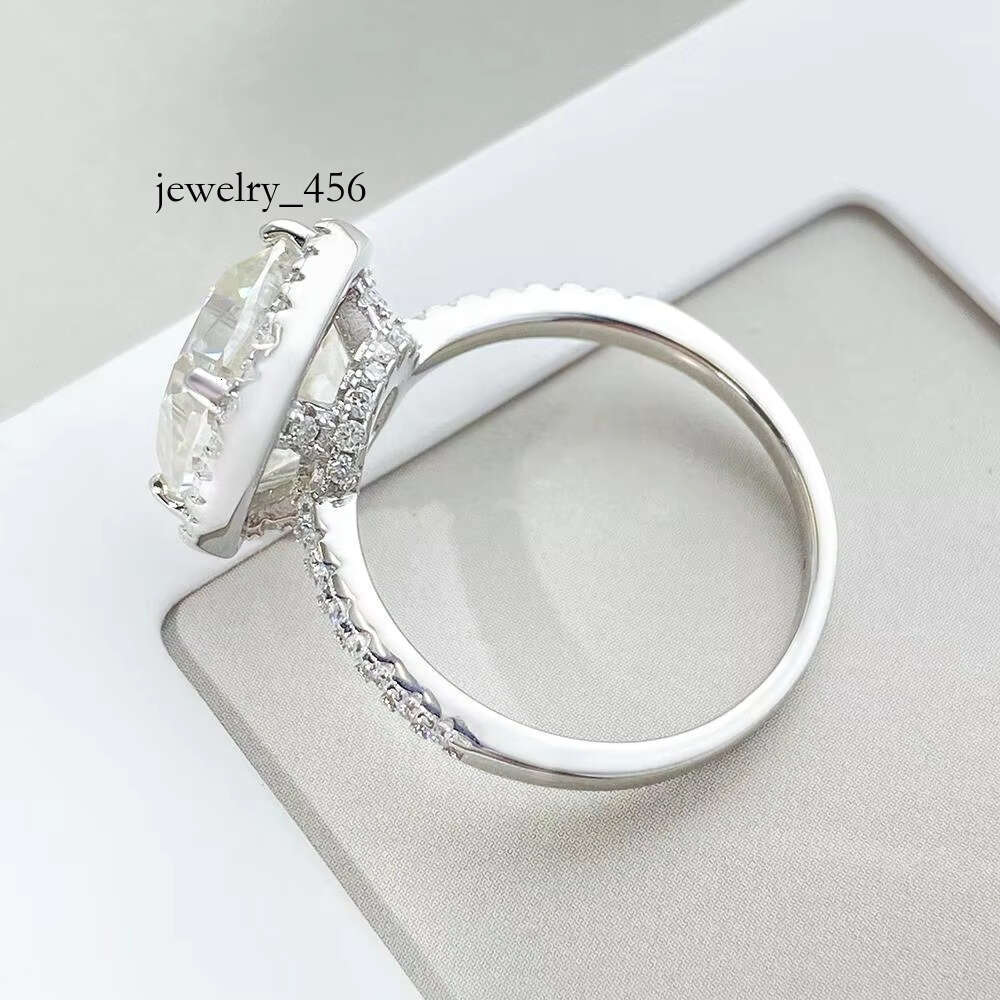 FOXI VVS 3.5 Ct Cushion Cut White Simulated Moissanite Dia Engagement Rhodium Plating Halo Ring Finish Gift for Women