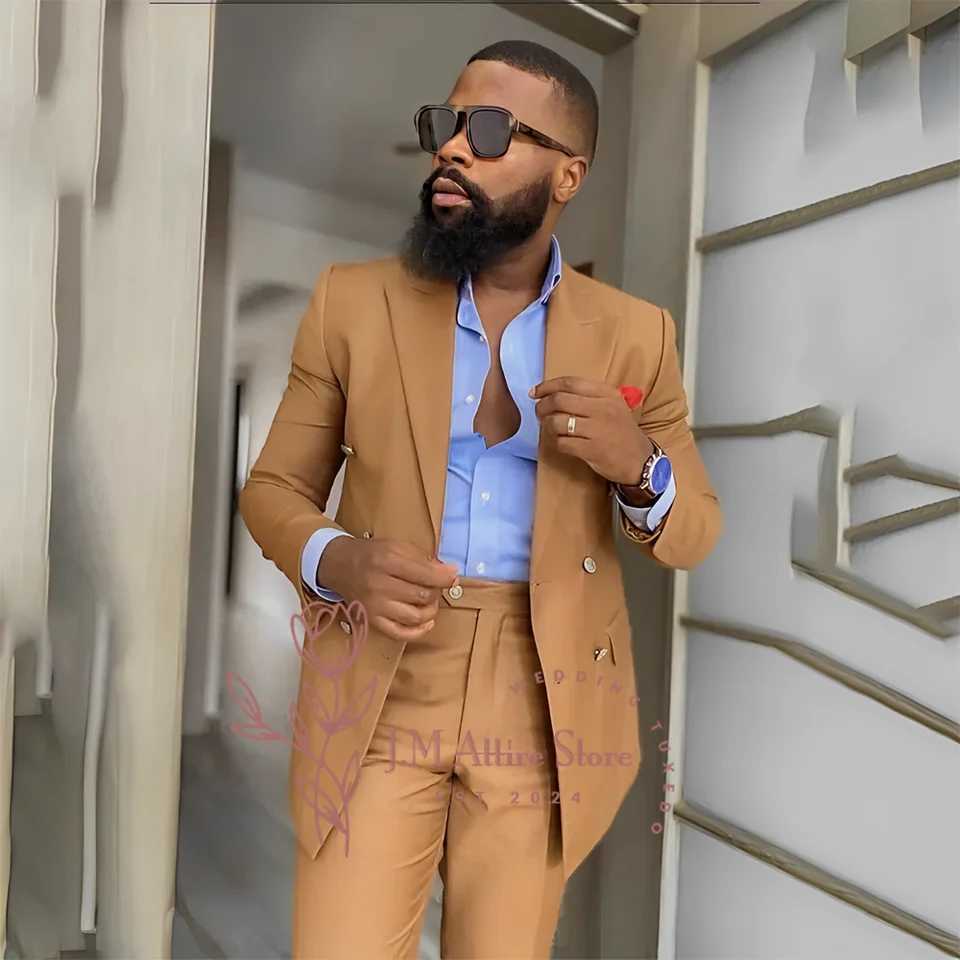 Mens Wedding Tuxedo 2-piece Double Breasted Jacket and Pants Elegant Suit Party Coat for Business Prom Dress Handmade CustomXJ250222