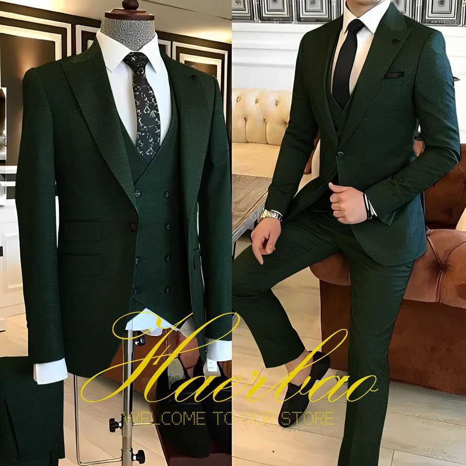 Navy Blue Mens Suit Business Workwear Formal Party Tuxedo Groom Wedding (Jacket Vest Pants) 3-piece Set 2023 CustomizedXJ250222