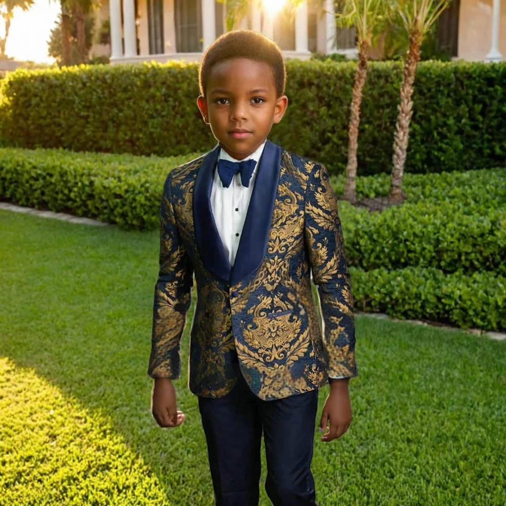 High Quality Boys 2 Pieces Blazer Pants Set For Birthday Party Classic Child Regular Fit Suits Wedding Ring Bearer Outfit 250221