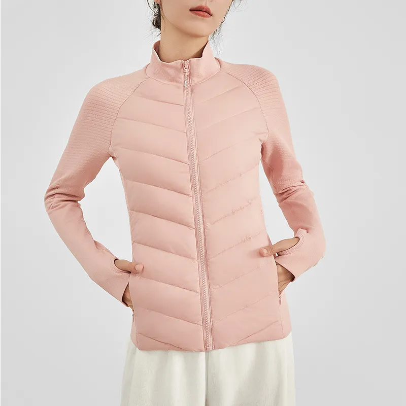 A New Yoga Jacket For It All Jackets High-End Women's White Goose Down Lightweight Jogger Sweatshirts Mock Neck Zipper Long-Sleeve Winter Running