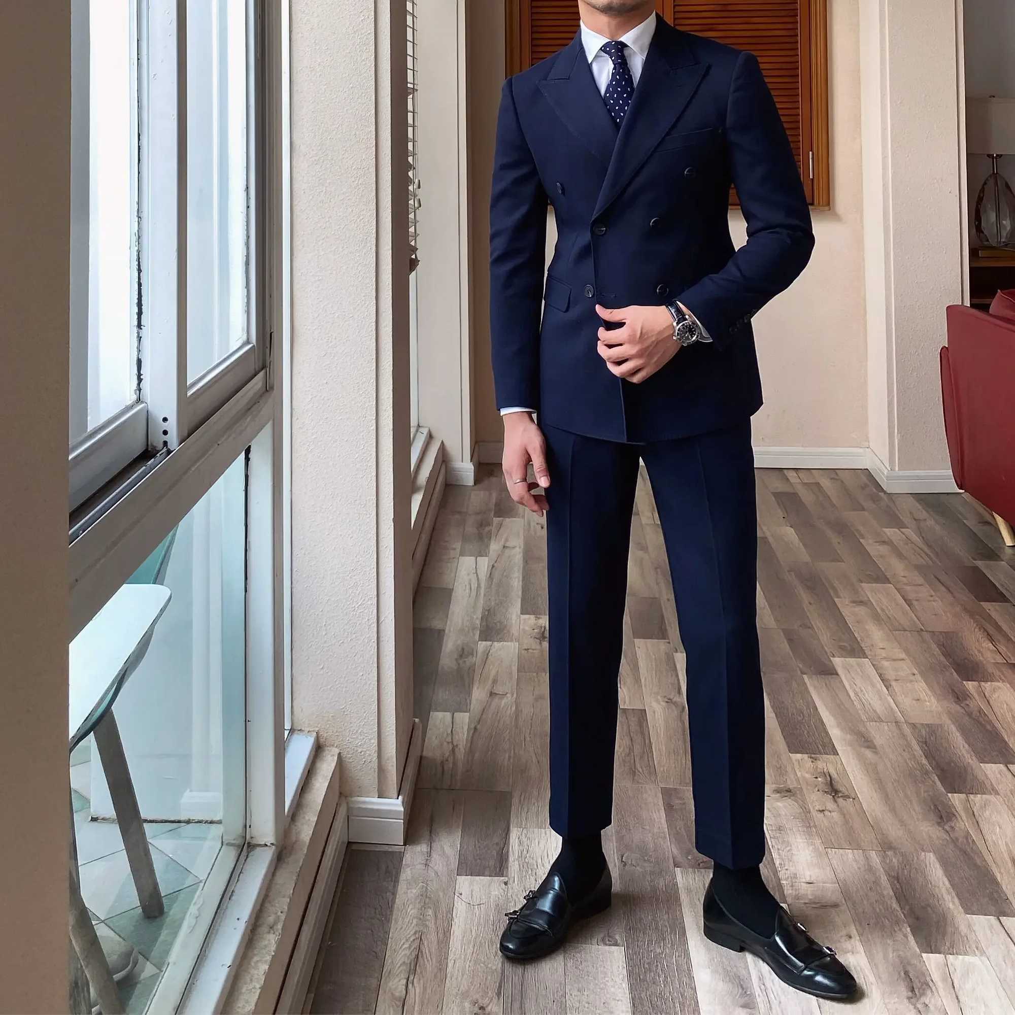 Formal Korean Business Dress 2 Piece Outfit Set Male Spring Autumn Fashion Clothes Ceremony Luxury Full Mens Suits and BlazersXJ250222