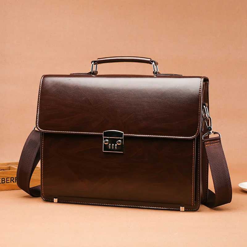 Mens Bag Laptop Office Bags Portable Code Lock Business Briefcase Large Capacity Shoulder Messenger Computer Luxury Handbags Z250220