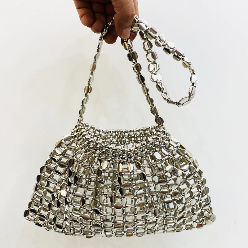 Lady Evening Bags For Women Handbags And Purses In PVC Cross Weave Shiny Hollow Out Small Shoulder Bag 250221