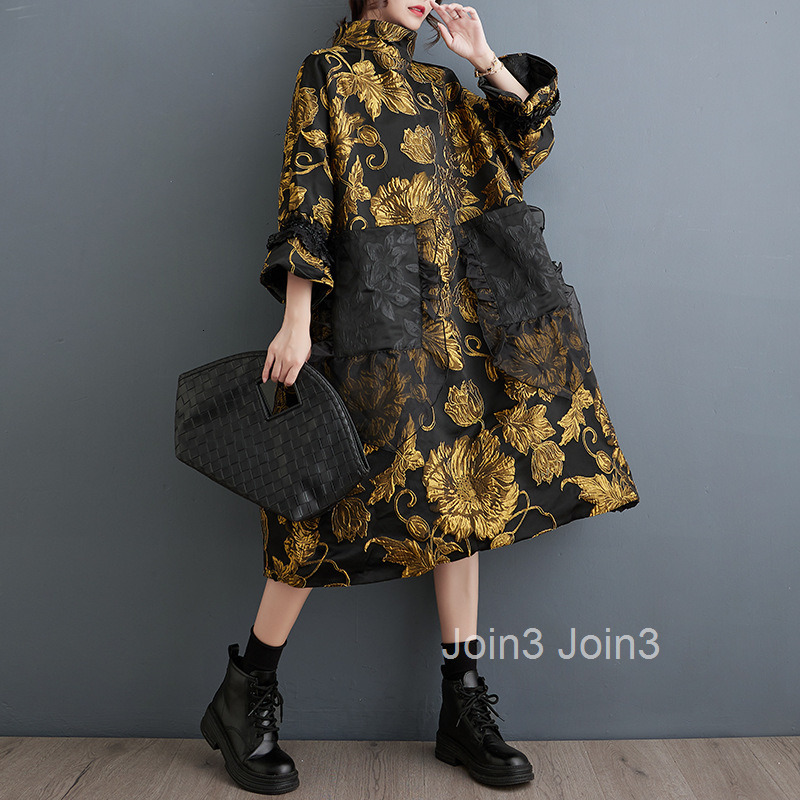 Autumn/Winter New Trendy Chinese Style Double layer Crafted Jacquard Coat Stylish and Slimming Dress