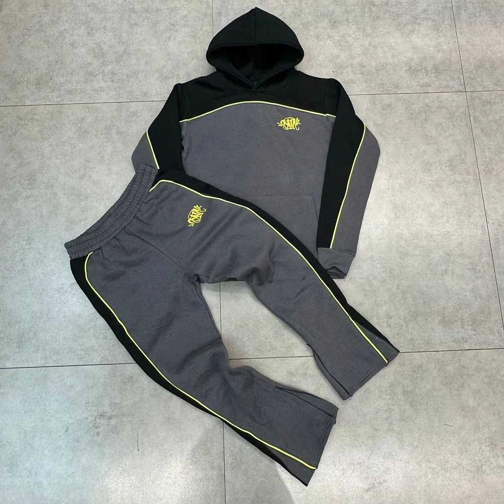 Sy Sweatshirt and Trousers Sports set Jogging Men fleece Hoodie Hooded Tops Pants Women Streetwear Coat Warm patchwork Tracksuit M250221