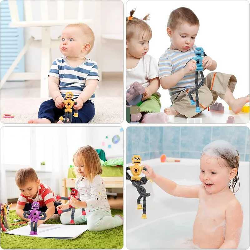 Fidget Children Telescopic Suction Cup Robot Toy Sensory Toys Autism Tubes Antistress for Kids Shape Changing Games Free shipping