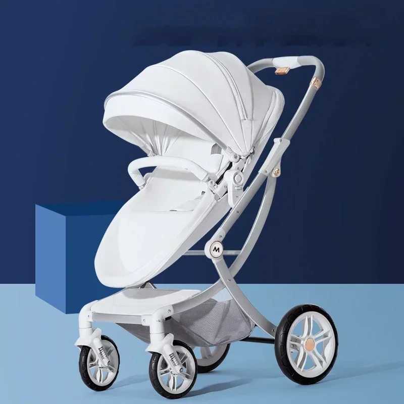 3-in-1 baby stroller luxury baby stroller with car seats eggshell newborn stroller leather high landscape PU leatherXJ250222