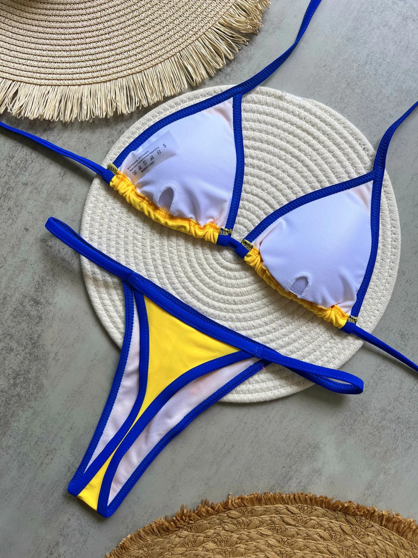 Brazilian Swimsuit Womens Sexy 2 Pieces Mini Bikini Set Triangle Halter Backless Thong Beach Bathing Suit Summer 2025 Style 250221
