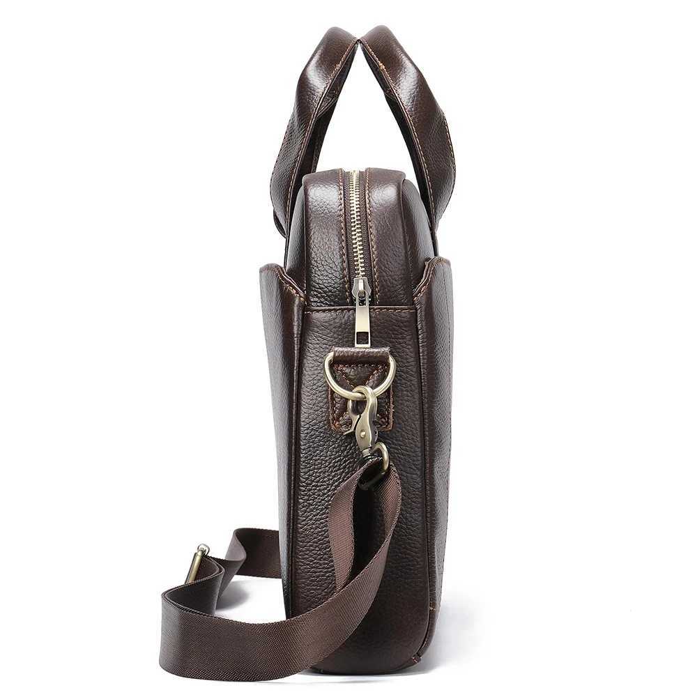 Luufan Soft Mens Business Briefcase Genuine Leather 14 Laptop Handbag Male A4 Document Shoulder Message Computer Bag Work Tote Z250220