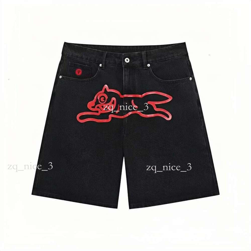 Designer billionaires boys club black jeans for mens Fashion BBC icecream Shorts brand Denim jean man short pant y2k Pants Ink Prints high quality fly