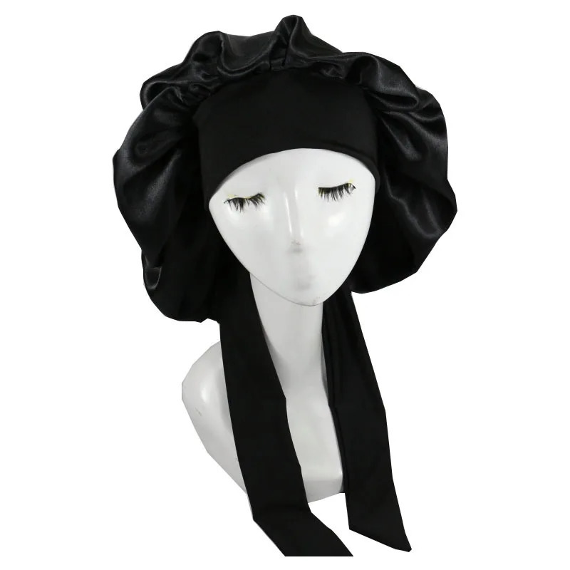 Women Satin Solid Sleeping Hat Night Sleep Cap Hair Care Bonnet Nightcap For Men Unisex De Nuit Shower Turban 250213