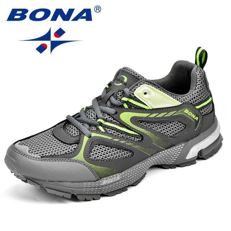 BONA New Arrival Classics Style Men Running Shoes Cow Split Mesh Men Sport Shoes Lace Up Outdoor Jogging Shoes Z250304