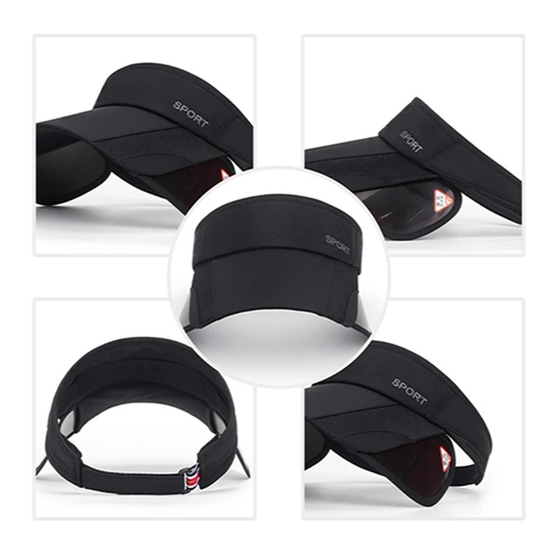 Top Empty Tennis Caps Wide Brim Sun Hat Summer Sports Sunscreen Hats UV Protection Golf Cap Adjustable Belts Visors for Running 250221