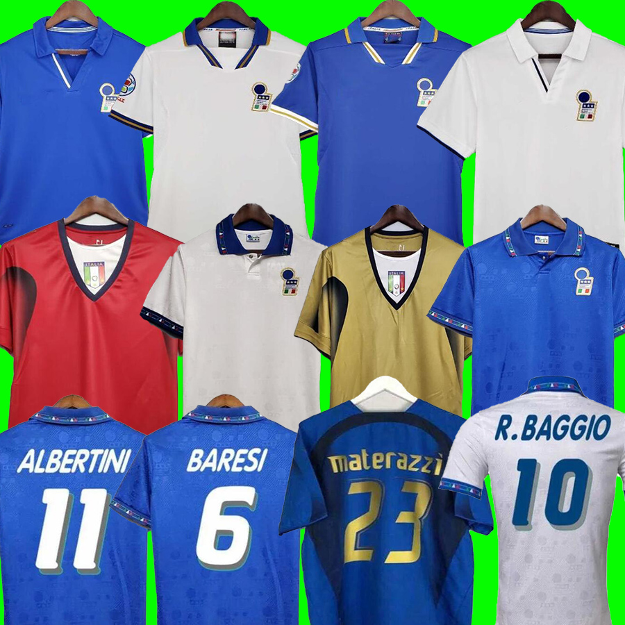 1982 Retro Italy soccer Jersey 1990 1996 1998 2000 HOME FOOTBALL 1994 Maldini Baggio Donadoni Schillaci Totti Del Piero 2006 Pirlo Inzaghi buffon retrio jersey