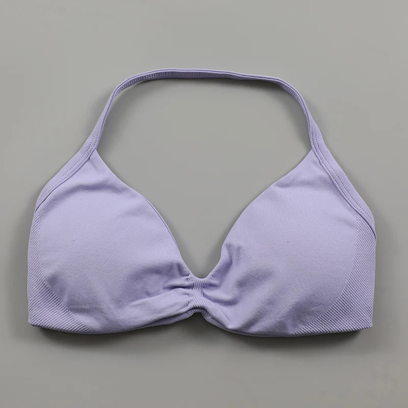 Impact Strappy Bra Women Ruched Halter Neck Workout Yoga Sports Bras Sexy Backless Seamless Gym Crop Top with Removable Pads 250221