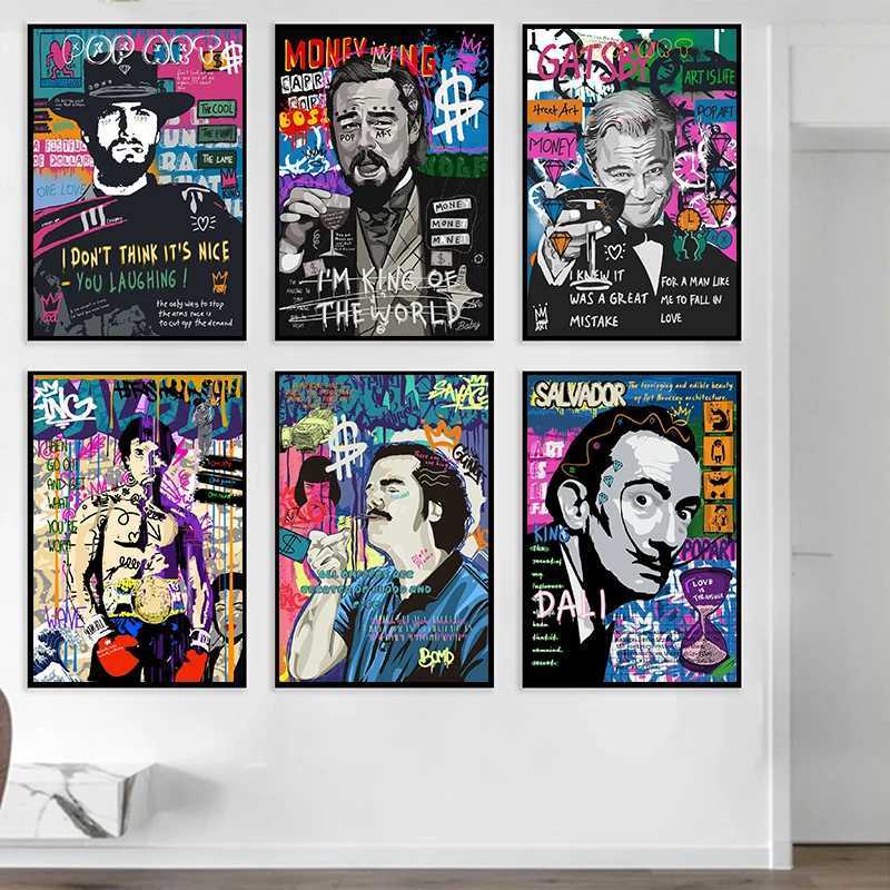 Abstract Graffiti Poster Canvas Painting Banksy Art Portrait Poster Print Wall Art Picture for Nordic Living Ro He Decor Y250218
