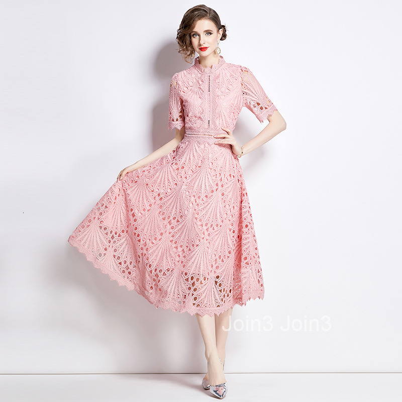 Summer New Womens Clothing Style Fashion Lace Dress Hook Flower Embroidery Large Swing Long Dress