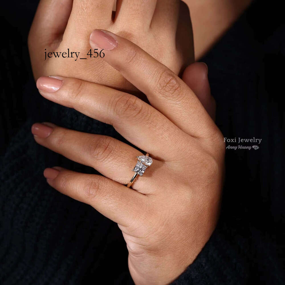 Sterg Sier GRA VVS Moissanite Toi Et Moi 1.69 TW Pear and Princess Cut Lab Grown Dia Engagement Ring Women